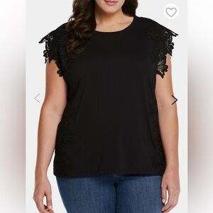 Ella | Black Lace Sides Cotton Top